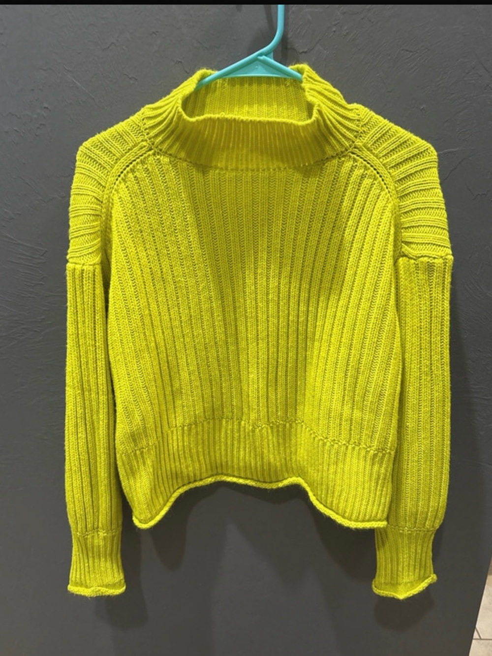 Gianni Bini Neon Yellow Ribbed Turtleneck Sweater